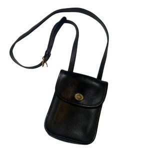 Vintage Coach Side Pack Crossbody Shoulder Purse in Black Leather